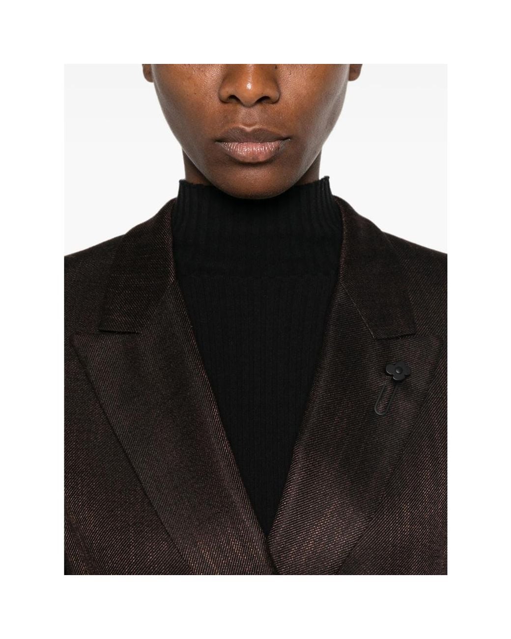 Lardini Brown Double-Breasted Peaked-Lapel Blazer