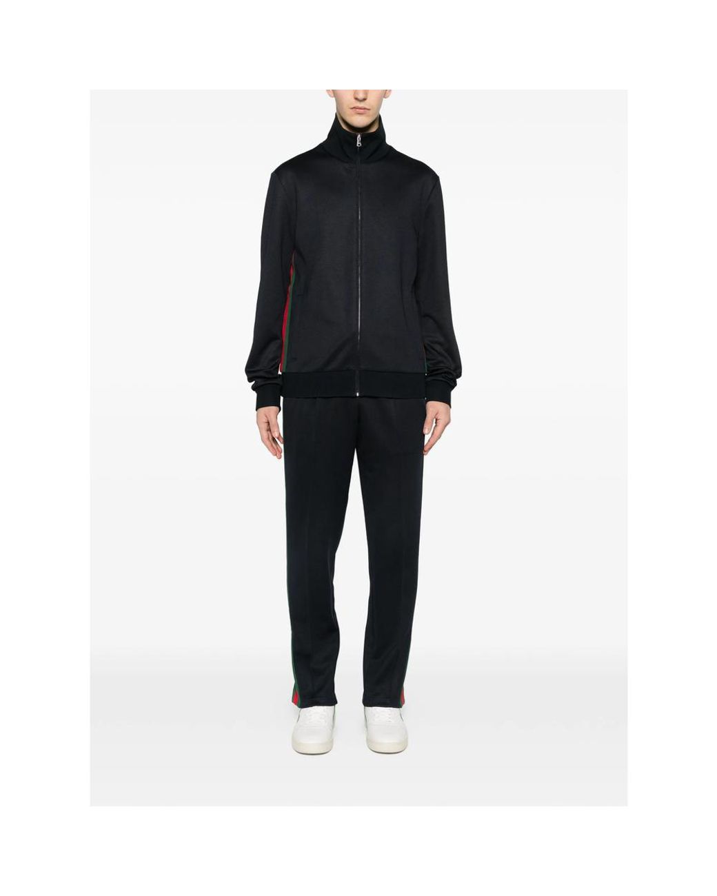 Gucci Black Technical Jersey Zip Jacket With Web for men