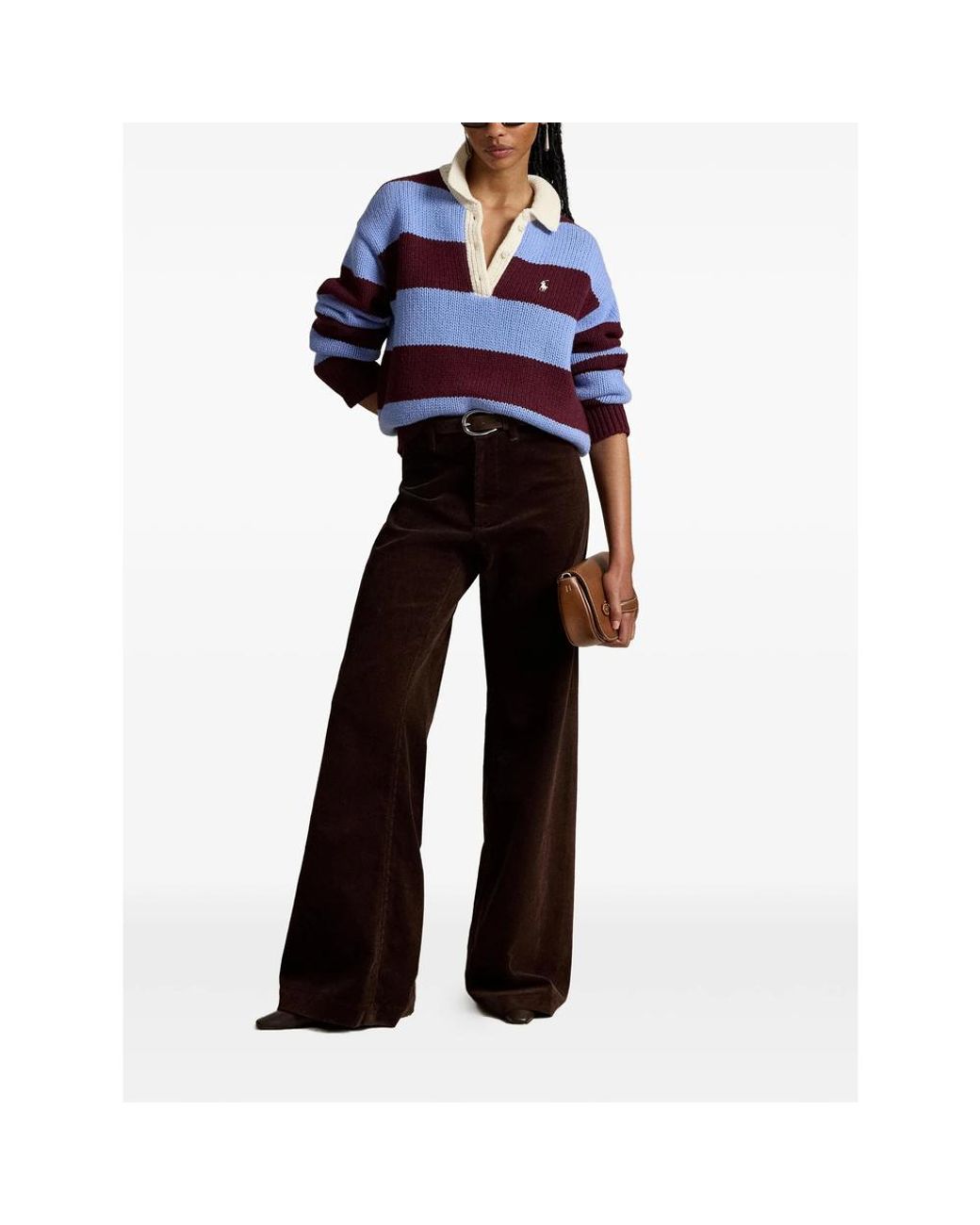 Ralph Lauren Blue Striped Rugby Polo Sweater