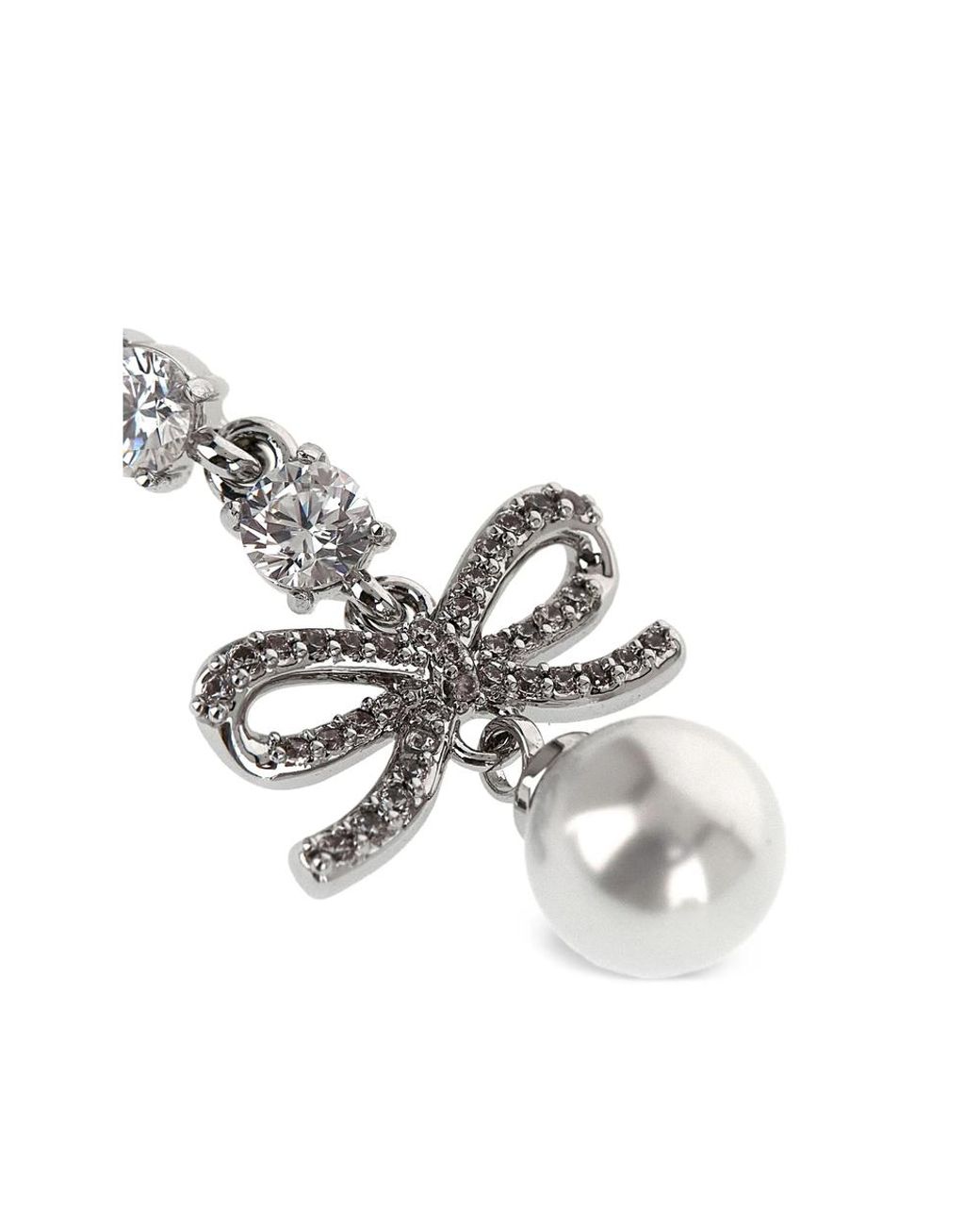 Self-Portrait Metallic Bow Crystal-Charm Earrings