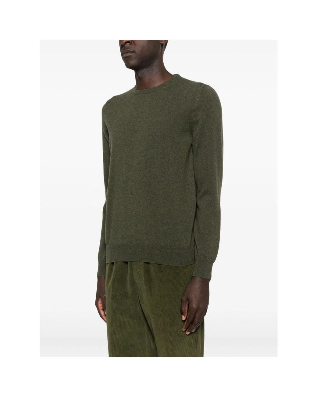 La Fileria Green Crew-Neck Cashmere Sweater for men