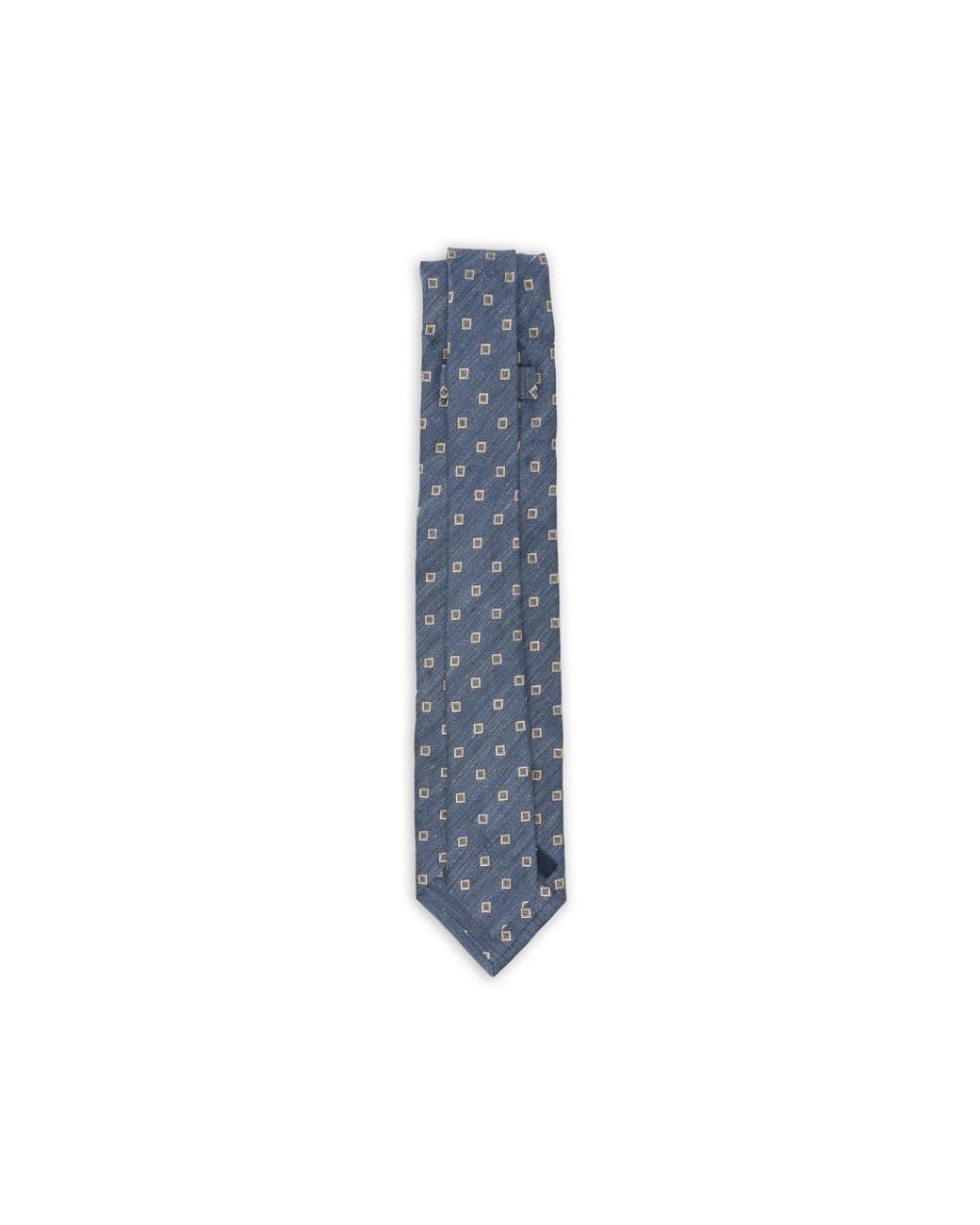 Barba Napoli Blue Geometric-Pattern Tie for men
