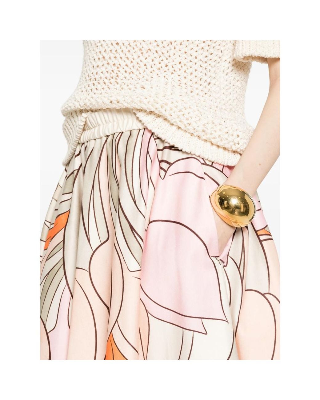 LaDoubleJ White Skirt Ivory Floral Cotton