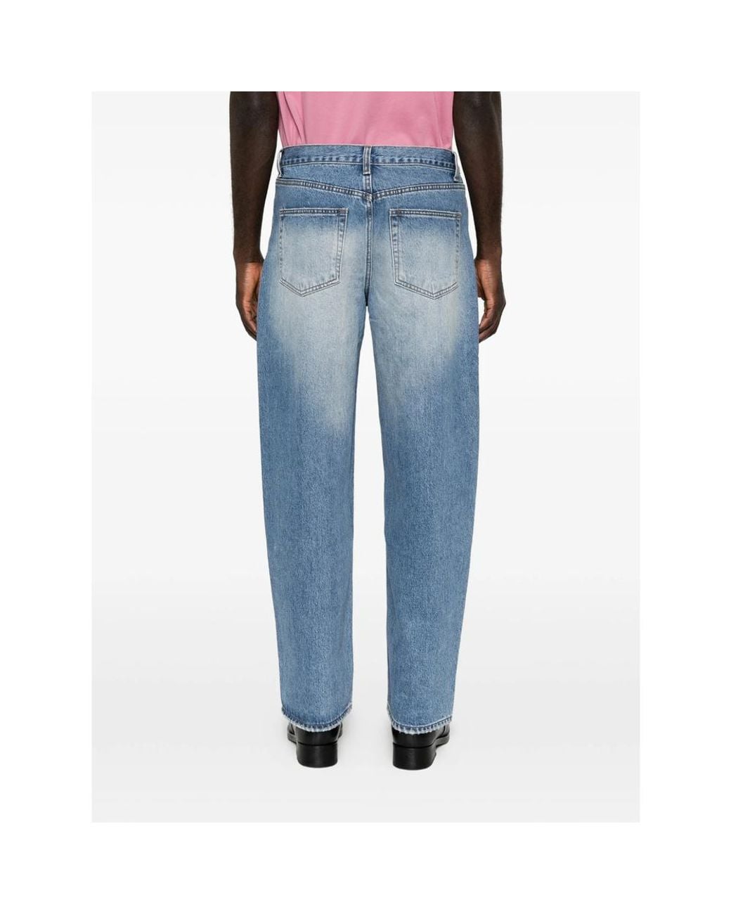 TONYWACK Blue Faded Straight-Leg Jeans for men