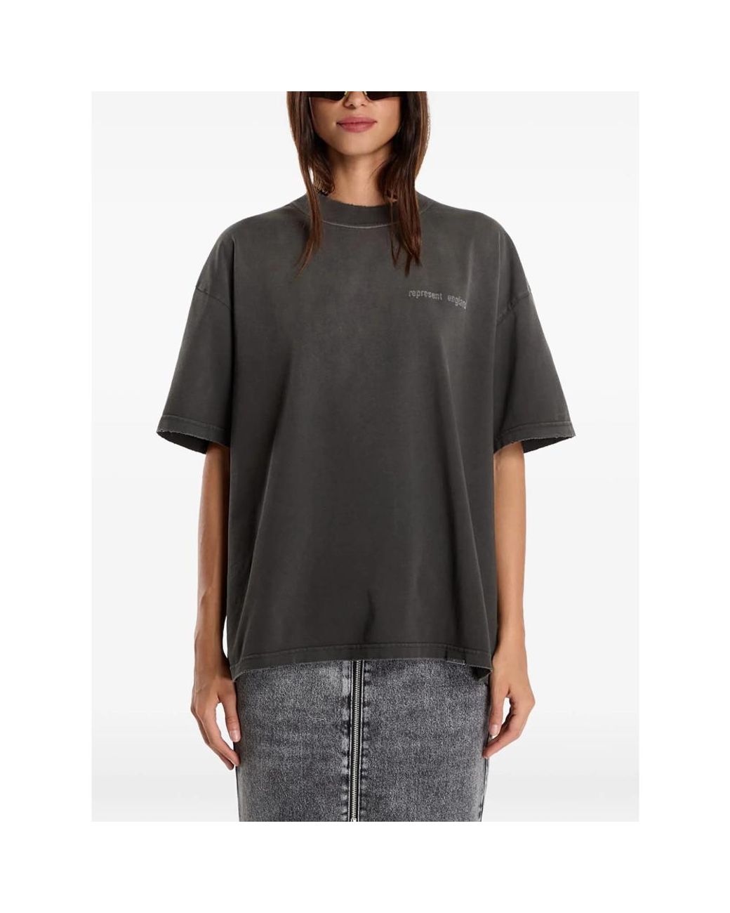 Represent Black Logo-Print Cotton T-Shirt for men