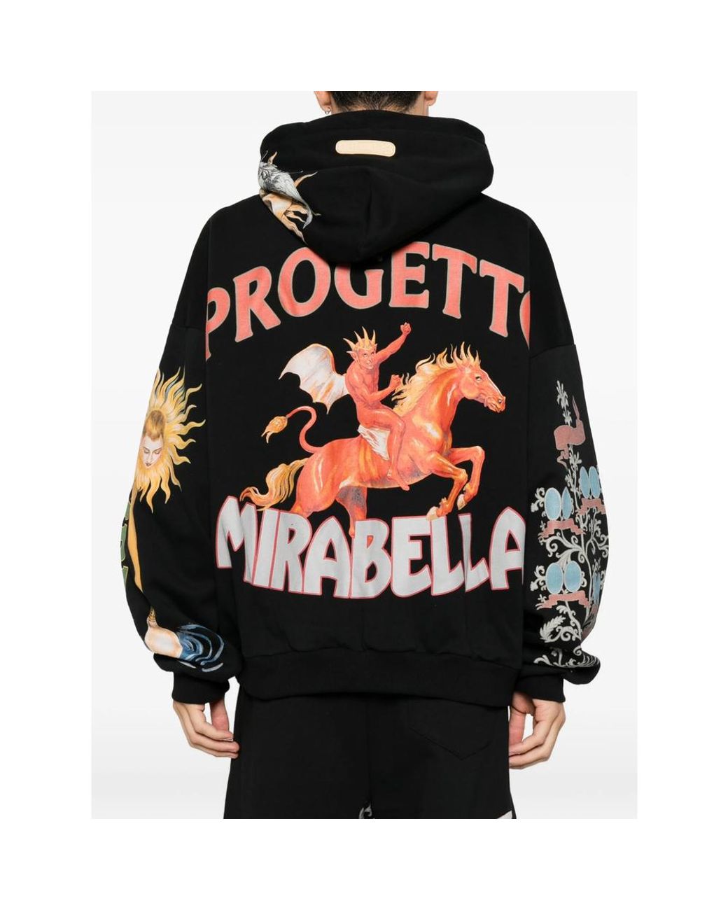 PDF Black Graphic-Print Hoodie for men