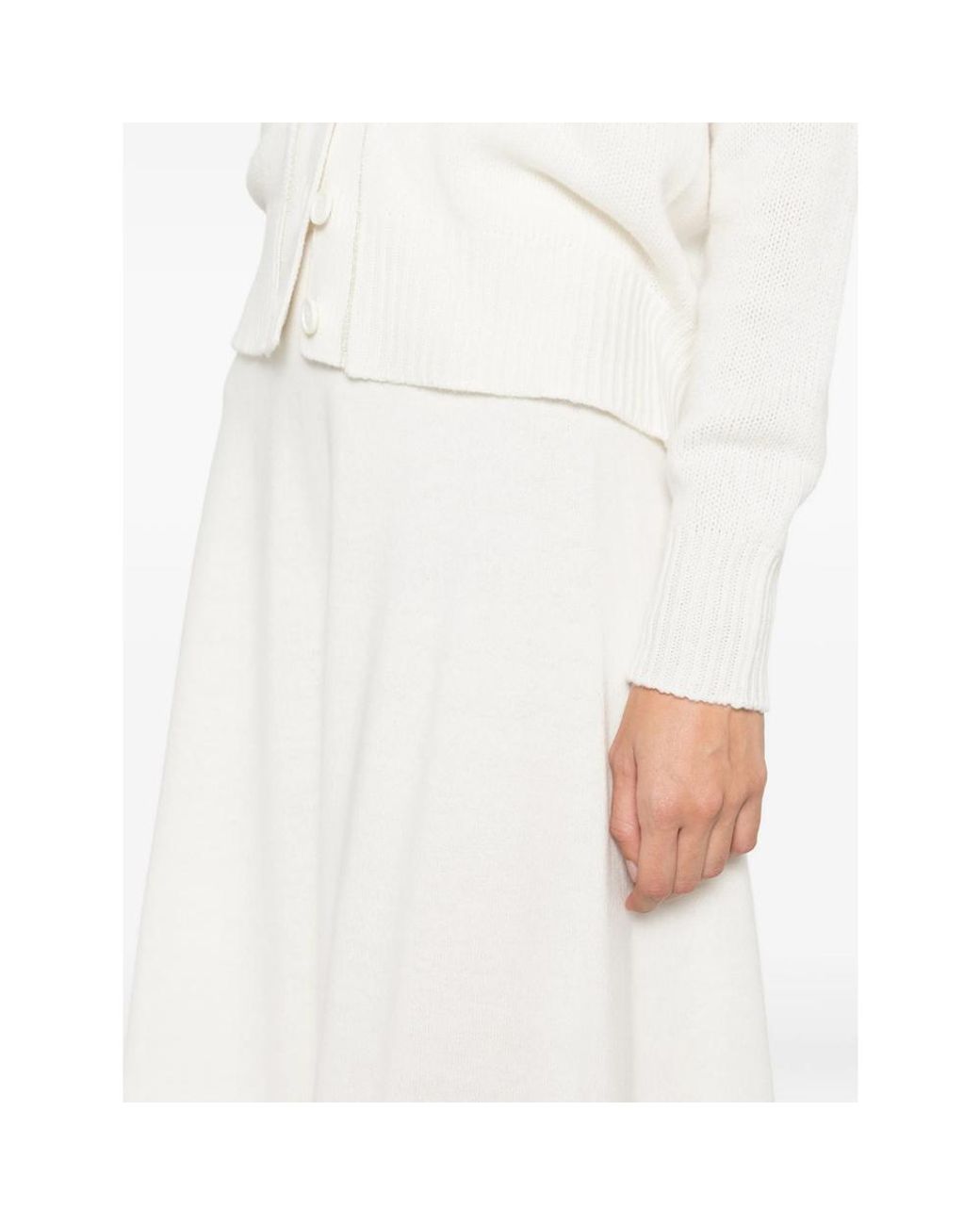 Fabiana Filippi White Knitted A-Line Midi Skirt