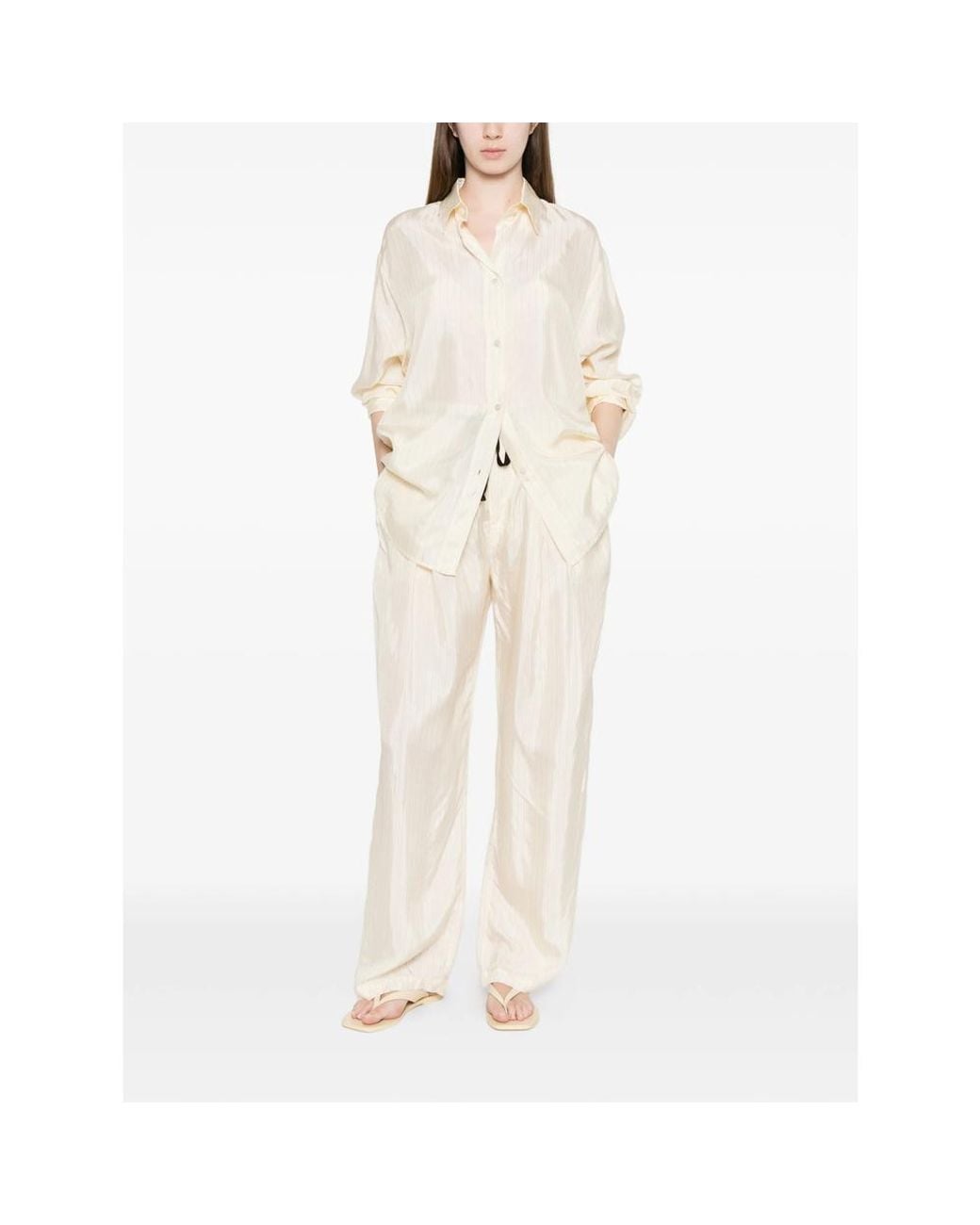 Barena White Pestrin Sbrissa Striped Tie-Waist Trousers