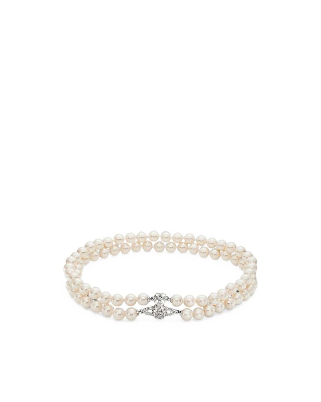 Vivienne Westwood Metallic Orb-Plaque Pearl-Bead Necklace
