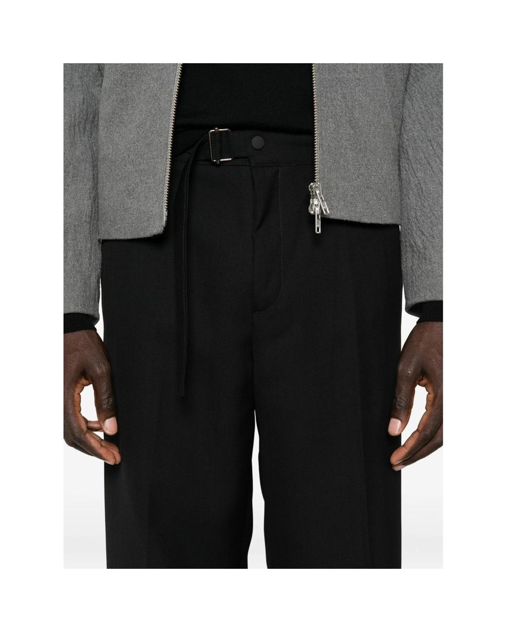 Costumein Black John Belted Straight-Leg Trousers for men