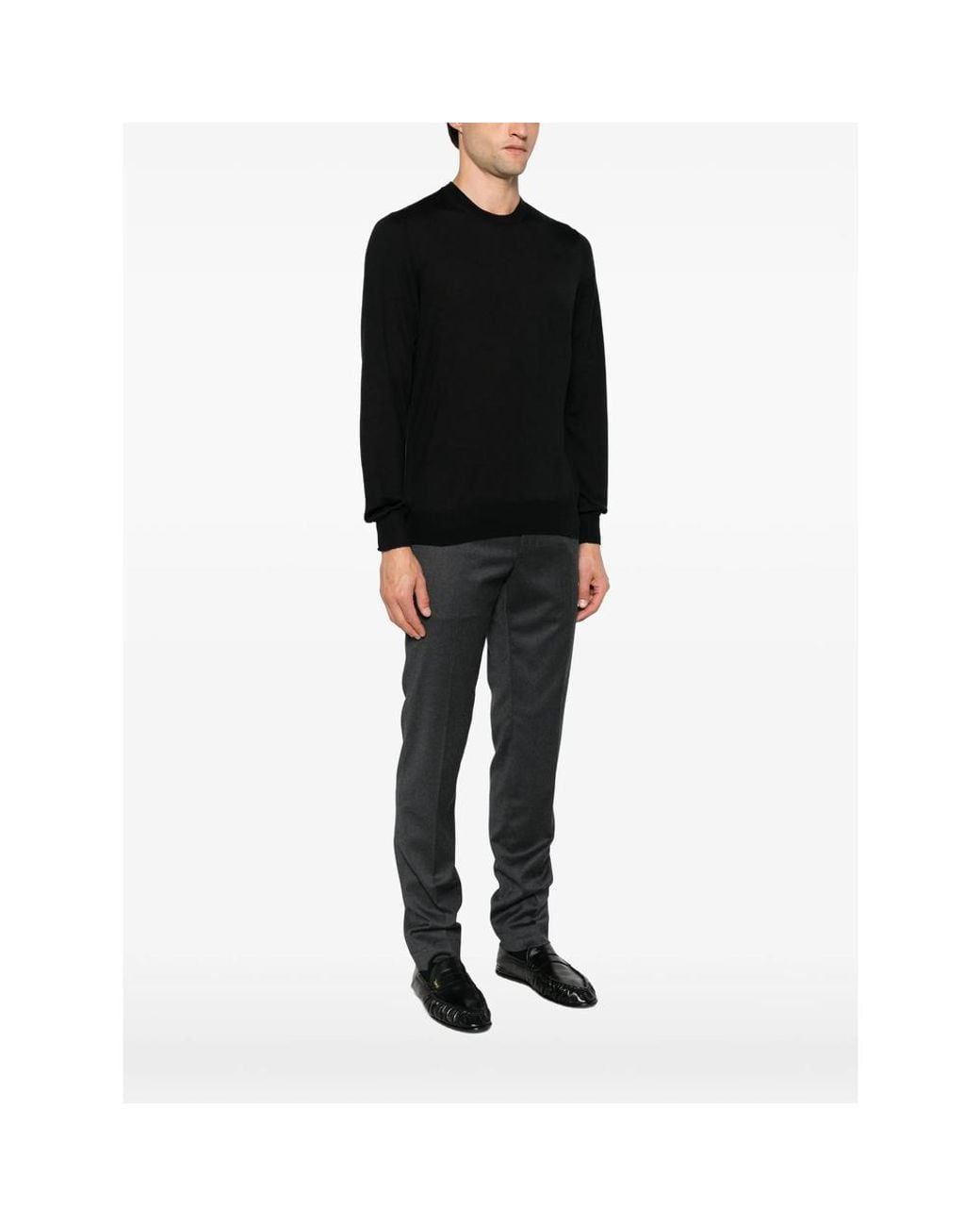 La Fileria Black Crew-Neck Long-Sleeve Sweater for men
