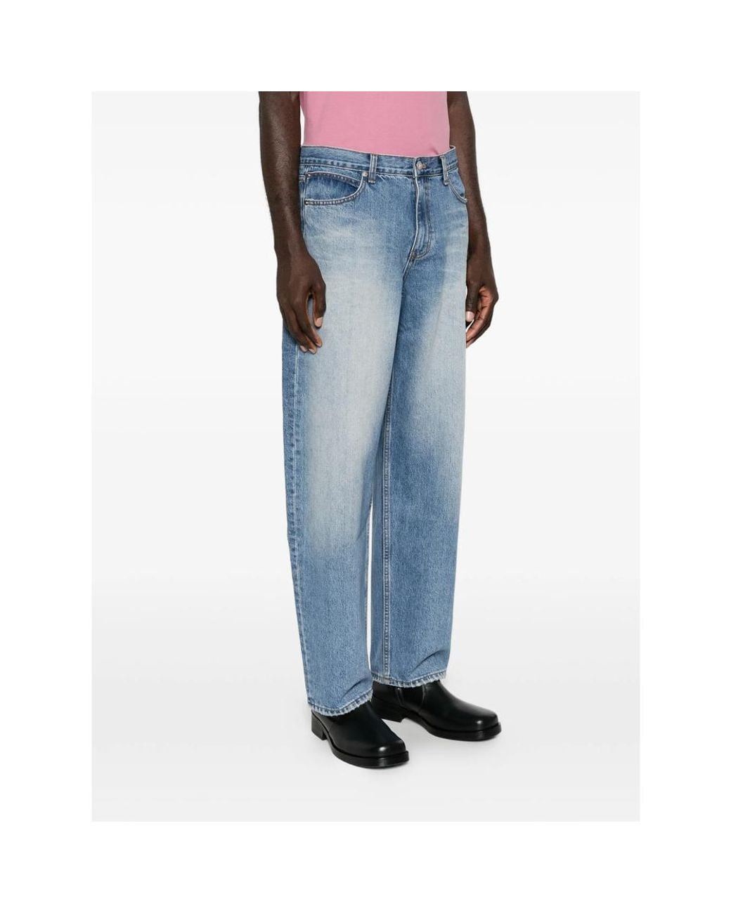 TONYWACK Blue Faded Straight-Leg Jeans for men