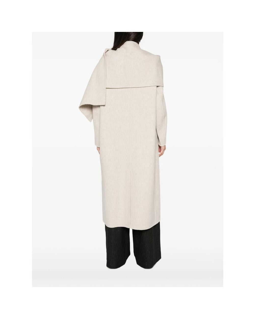 Soeur Natural Scarf-Detail Longline Coat