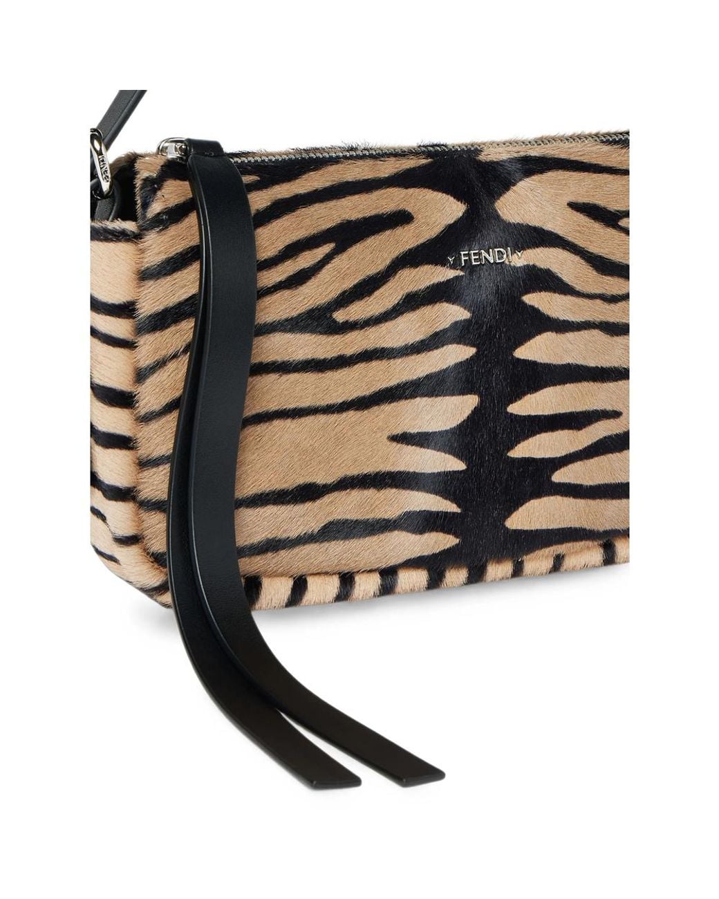 Fendi Multicolor Small Zip Tiger-Print Leather Shoulder Bag