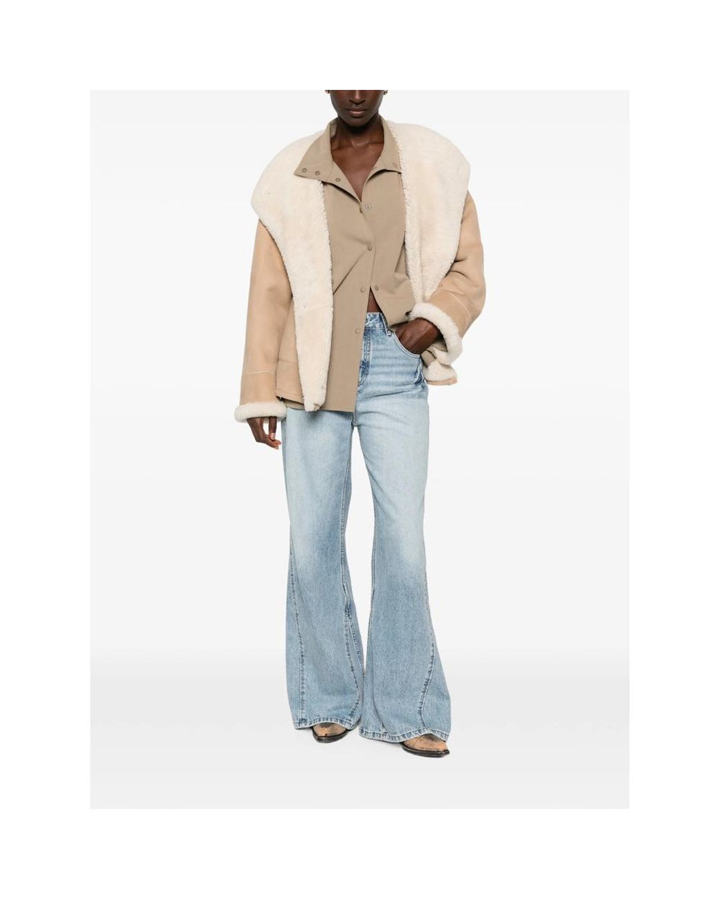 Lois Blue Seam-Detail Flared Jeans