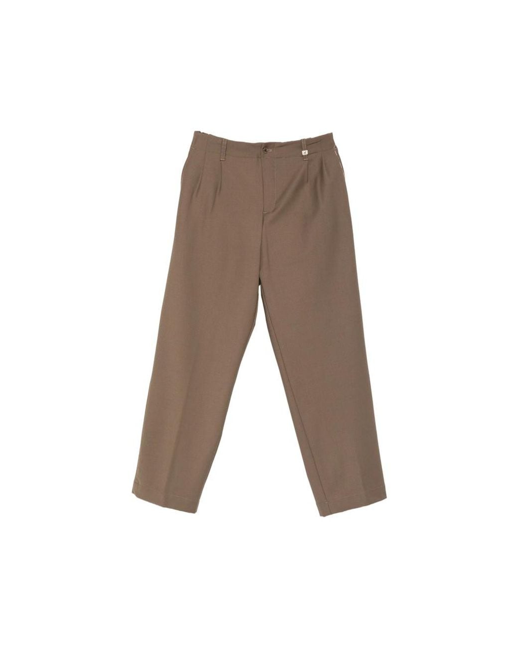 Myths Brown Pleated-Front Straight-Leg Trousers for men