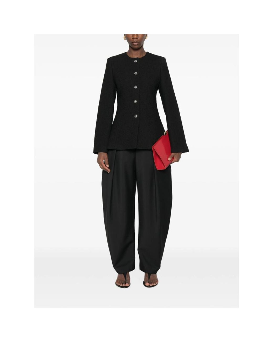 Rohe Black Button-Fastening Bouclé Jacket