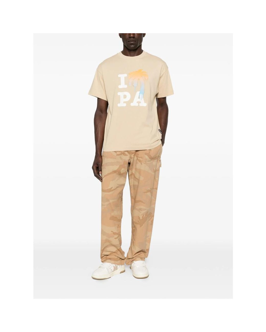 Palm Angels Natural Neutrals T-Shirts & Vests for men