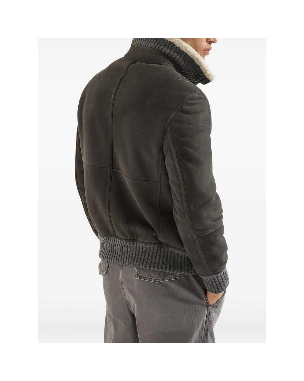 Brunello Cucinelli Gray Bomber Jacket Leather for men