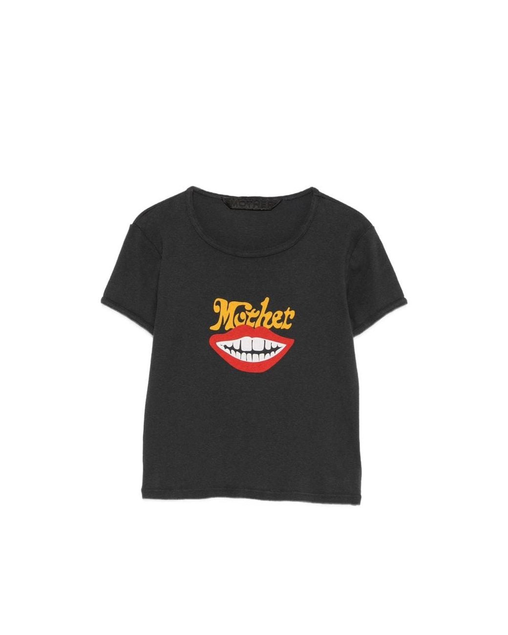 Mother Black The Itty Bitter Ringer Graphic-Print Cropped T-Shirt