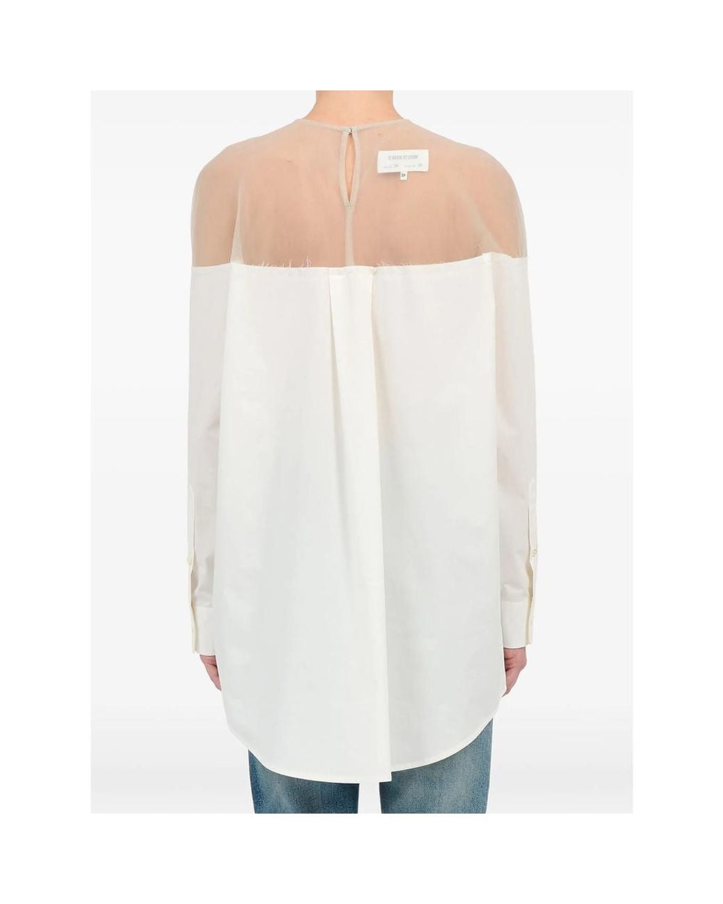 MM6 by Maison Margiela White High-Cut Cuffed Cotton Shirt