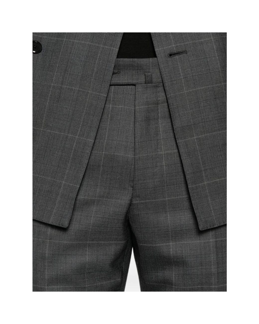 Caruso Gray Check Double-Breasted Suit for men