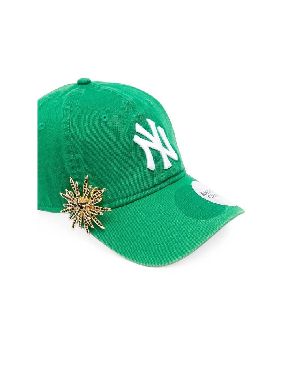 ANOTHER CHANCE Green Logo-Embroidered Brooch-Detail Baseball Cap for men