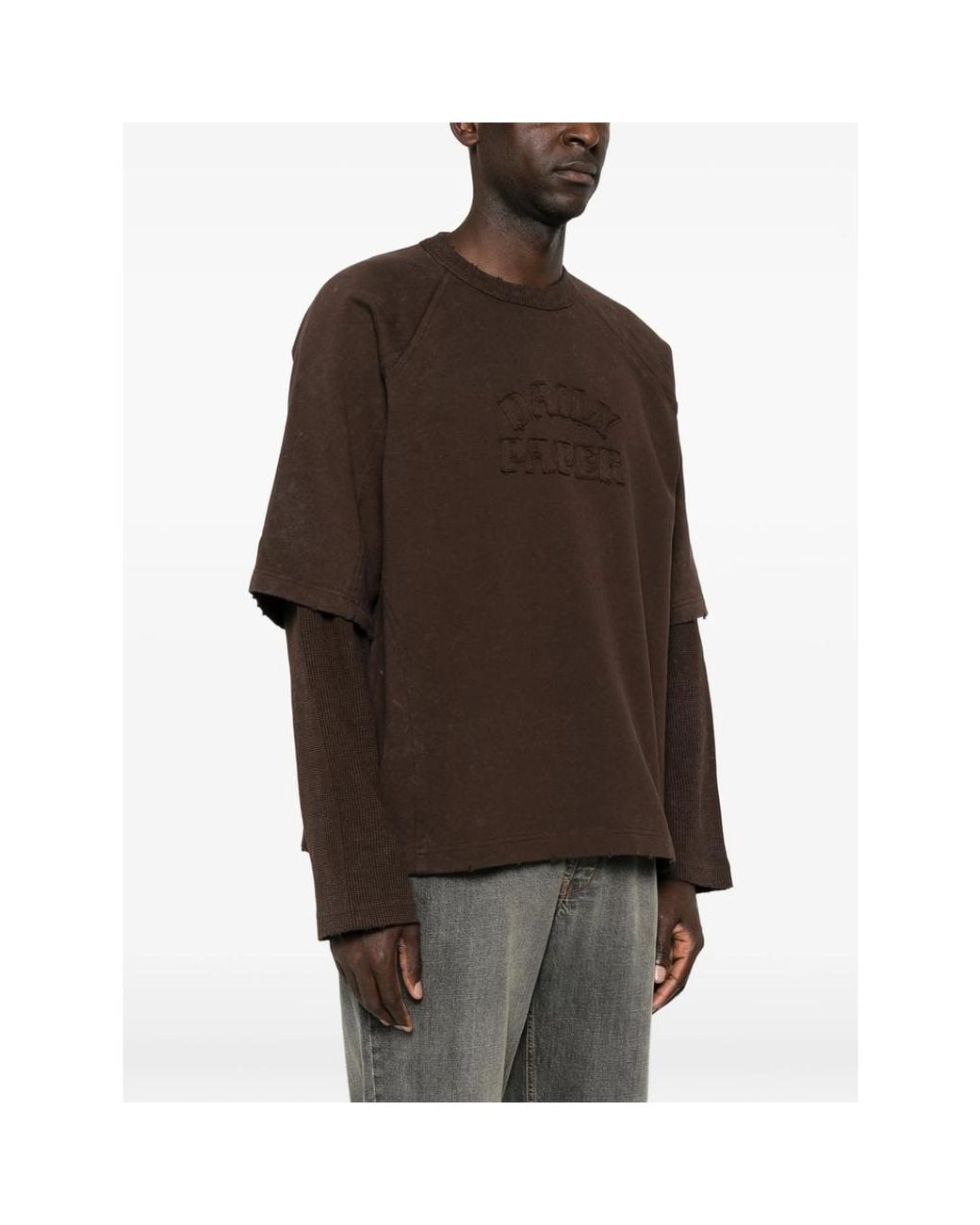 Daily Paper Brown Logo-Embroidered Layered-Sleeve Sweatshirt for men