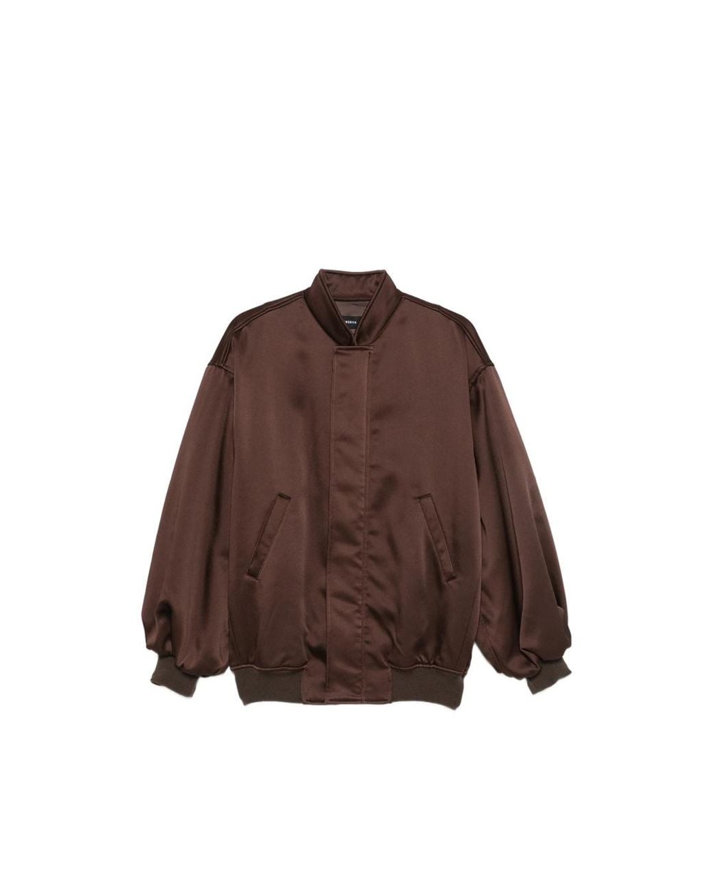FEDERICA TOSI Brown Satin-Finish Oversized Bomber Jacket