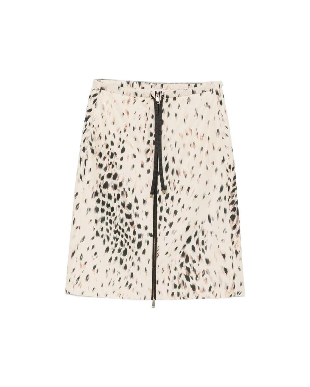 Moncler Natural Leopard-Print Zip-Front Skirt