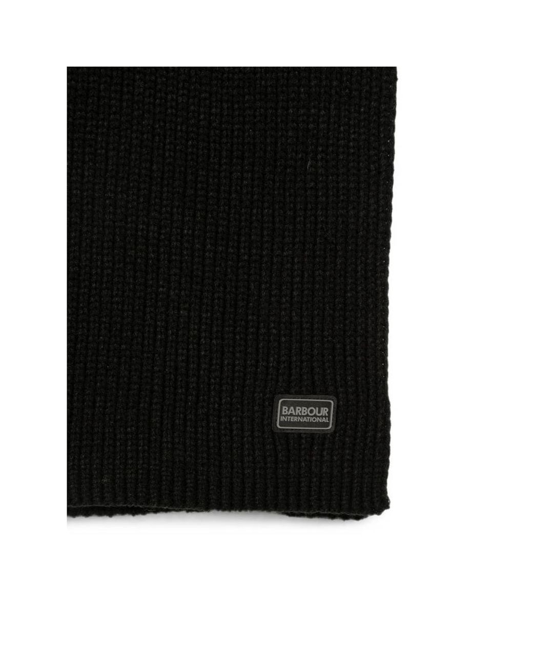 Barbour Black Sweeper Legacy Logo-Patch Scarf And Beanie Hat Set for men