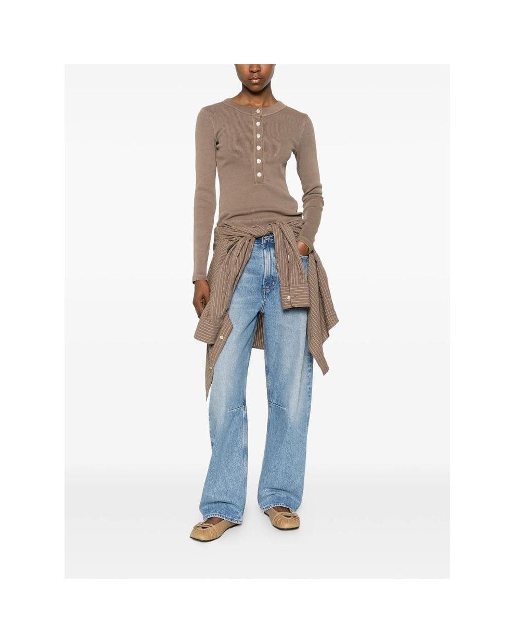 Citizens of Humanity Brown T-Shirt Ribbed Knit
