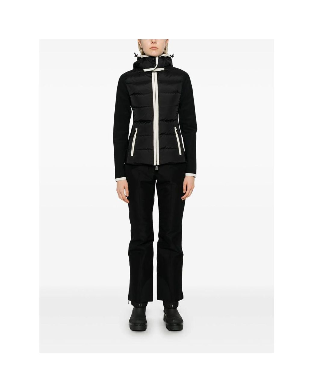 Moncler Black Padded-Panel Zip-Up Hoodie