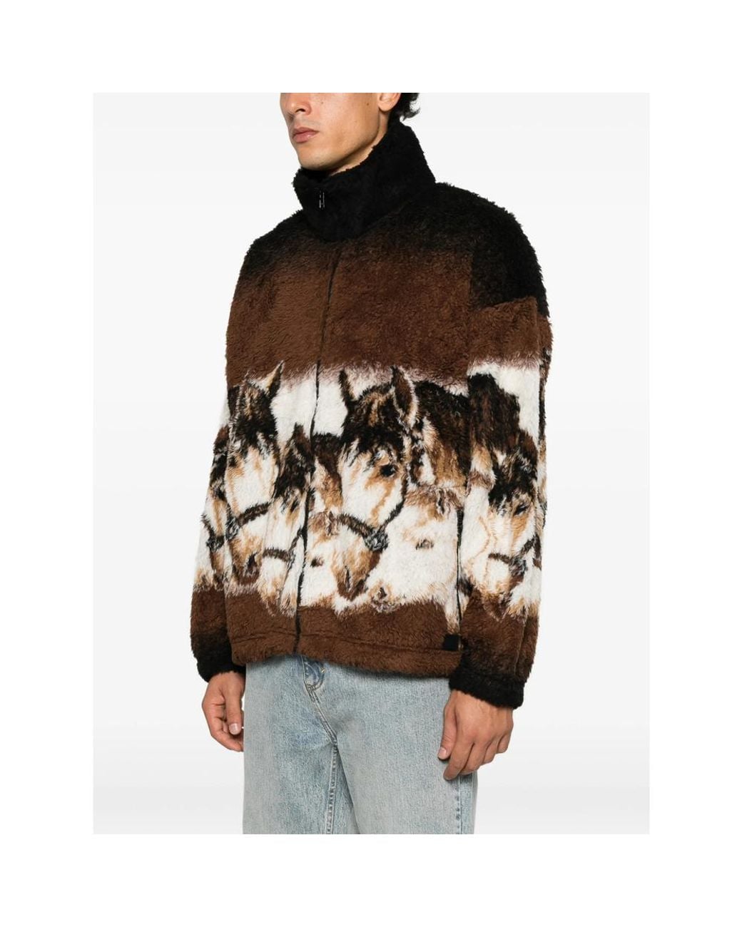 MM6 by Maison Margiela Black Horse-Print Zip-Up Cardigan for men