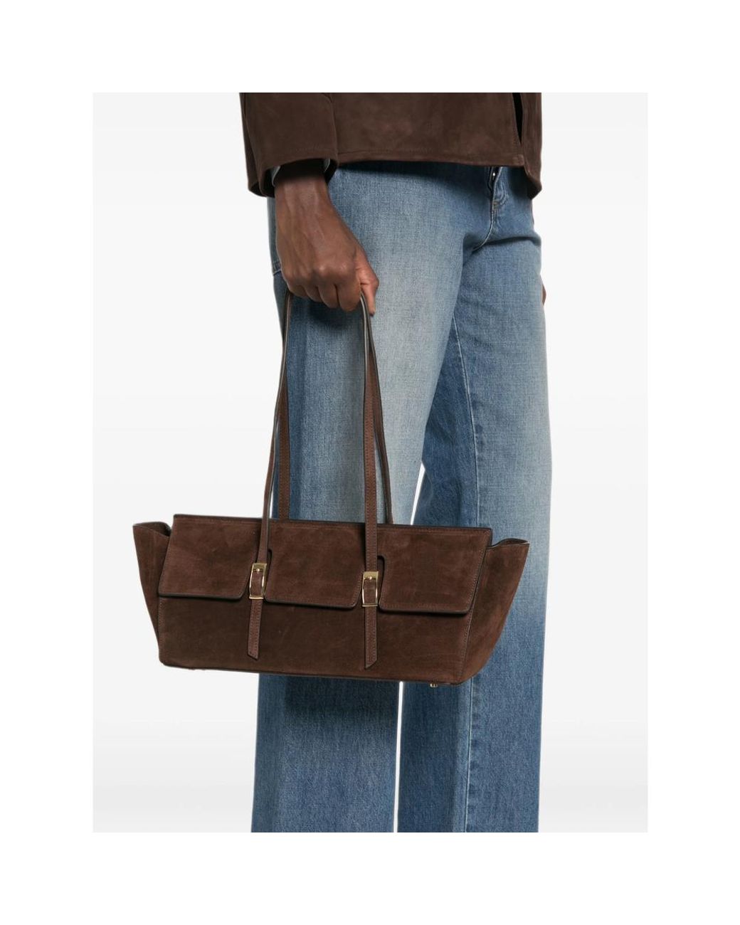 Elleme Brown Large Le Bateau Buckle-Detail Shoulder Bag