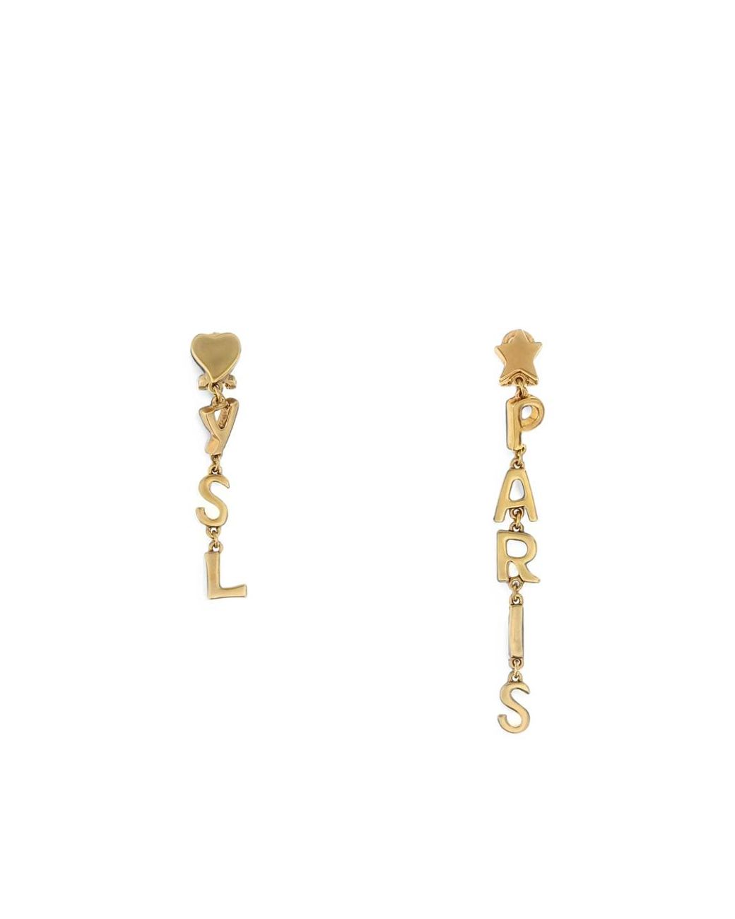 Saint Laurent Metallic Paris Asymmetrical Drop Earrings