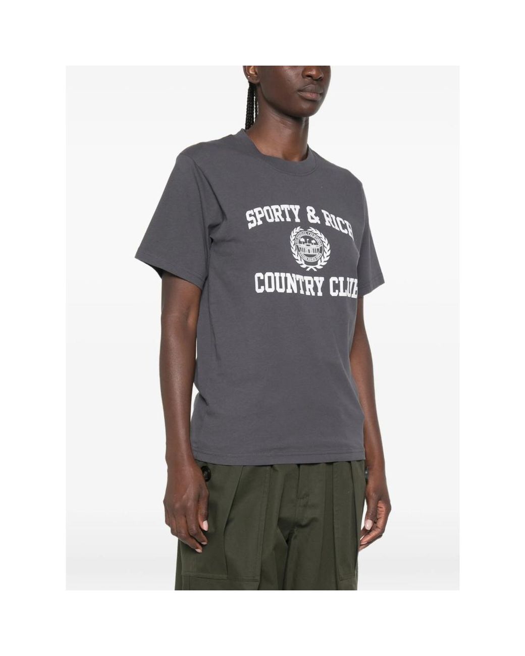 Sporty & Rich Black Logo-Print T-Shirt