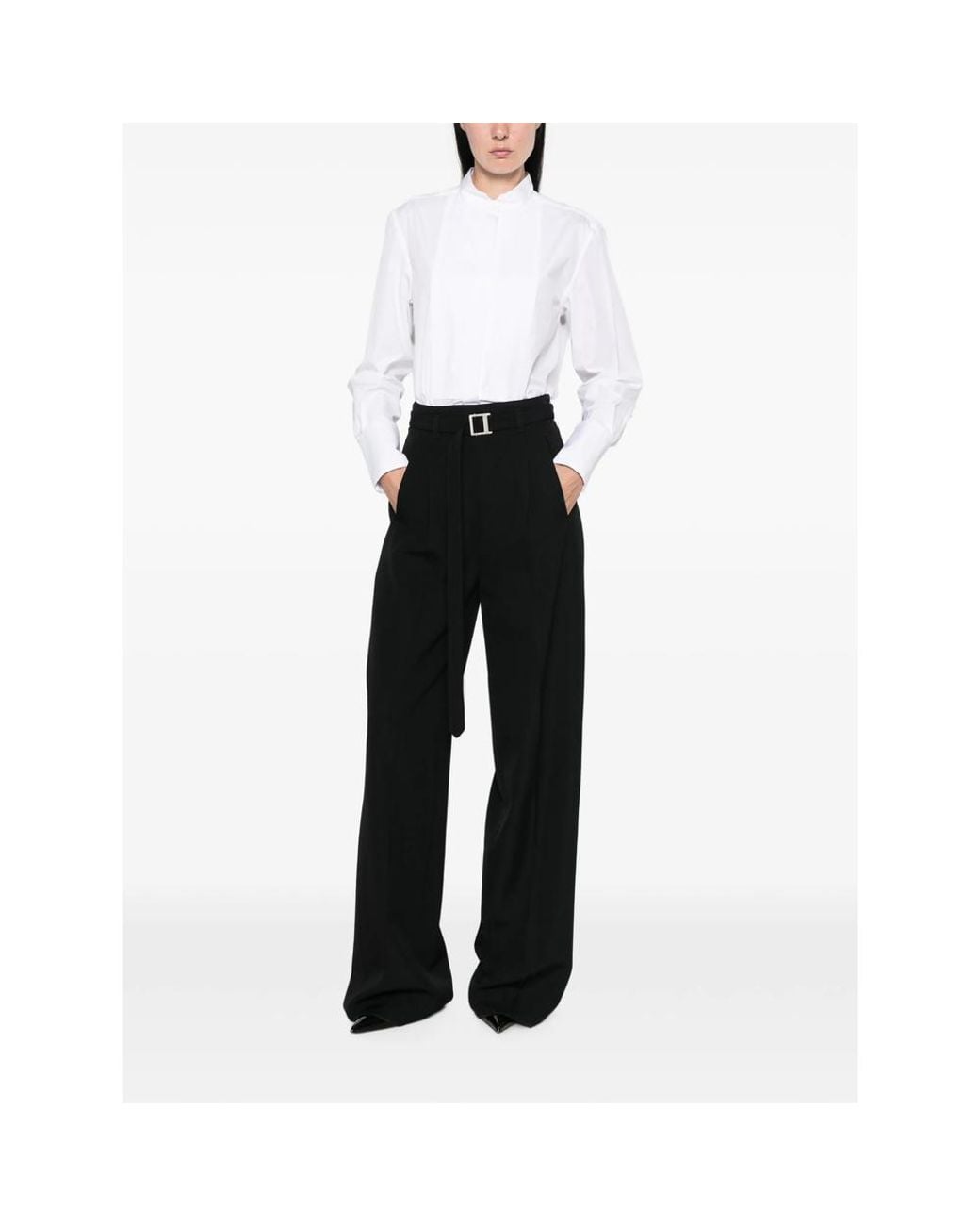Seafarer White Bib-Front Band-Collar Shirt