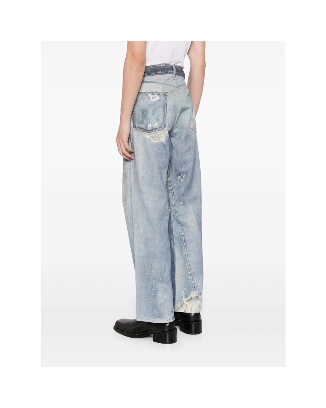 Our Legacy Blue Third Cut Distressed-Effect Denim-Print Jeans for men