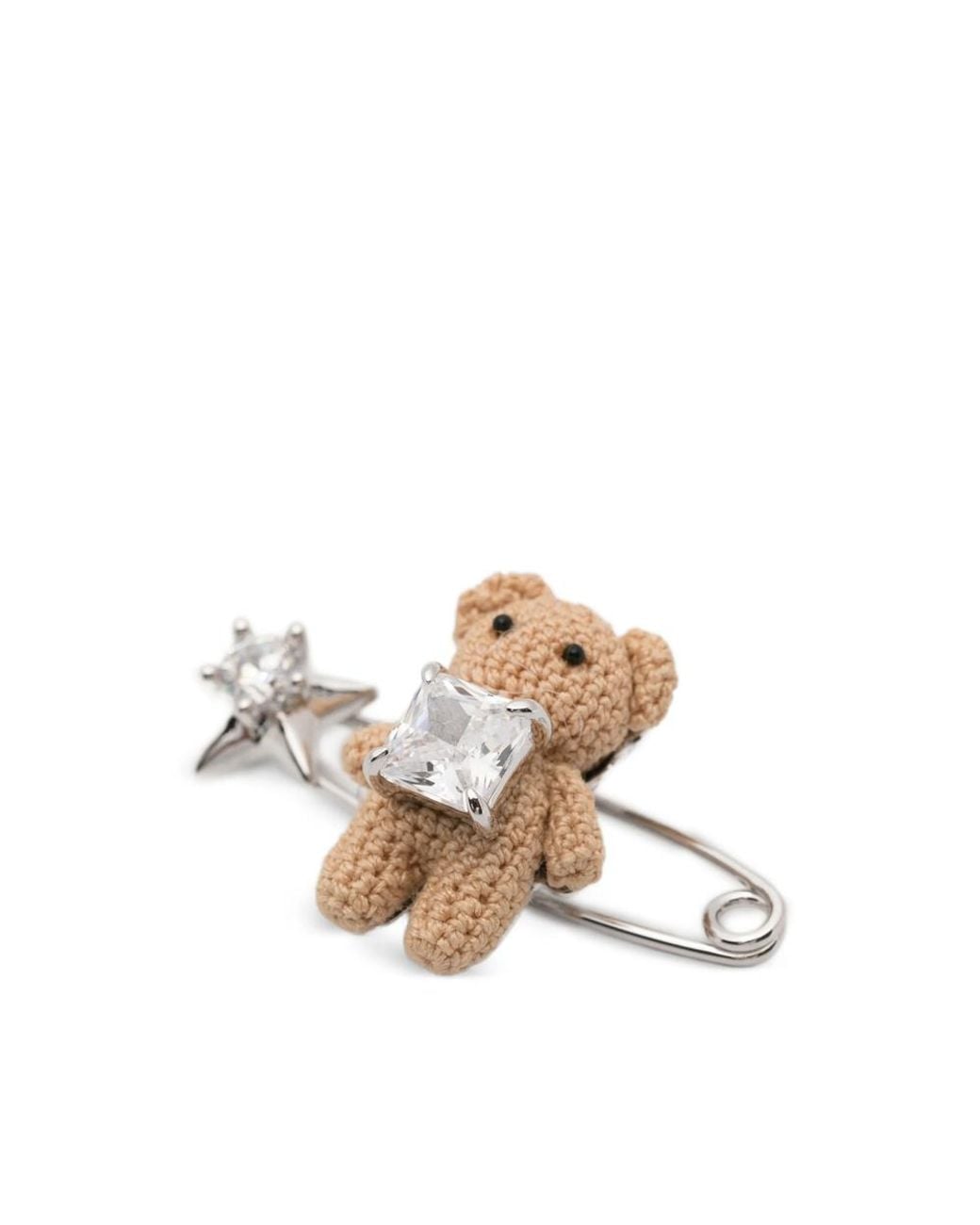 YVMIN Metallic Teddy Bear Star-Embellished Brooch