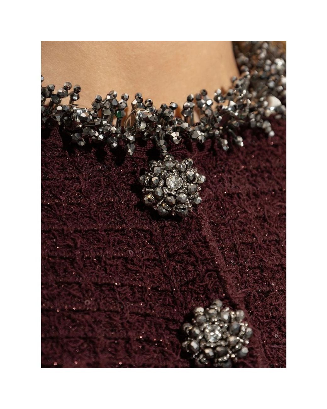 Self-Portrait Purple Tweed Dress With Shimmering Sequins