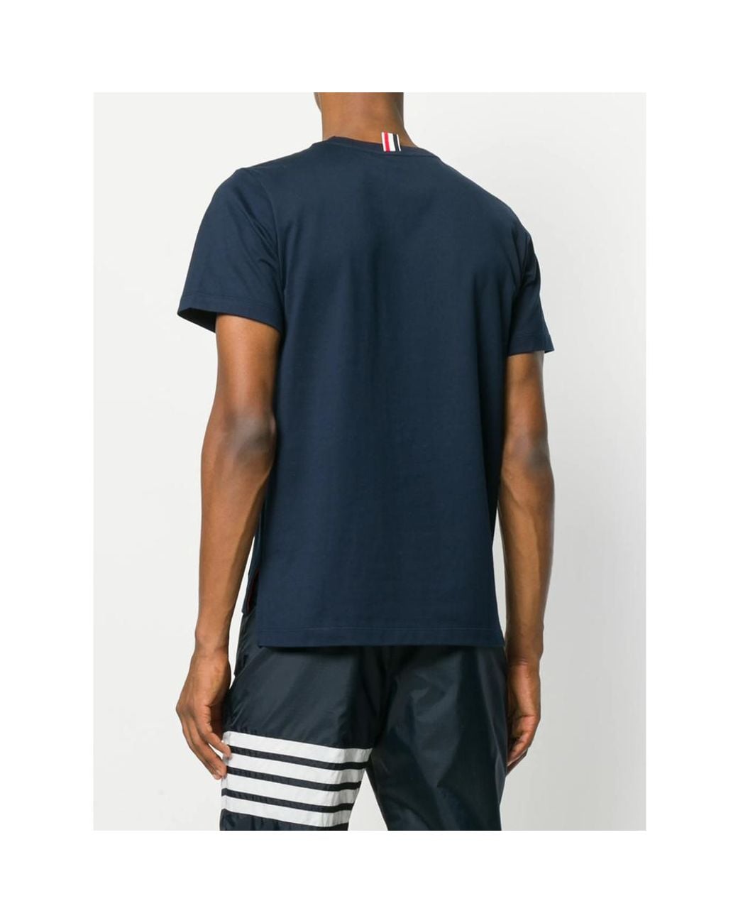 Thom Browne Blue Signature-Stripe Crew-Neck T-Shirt for men