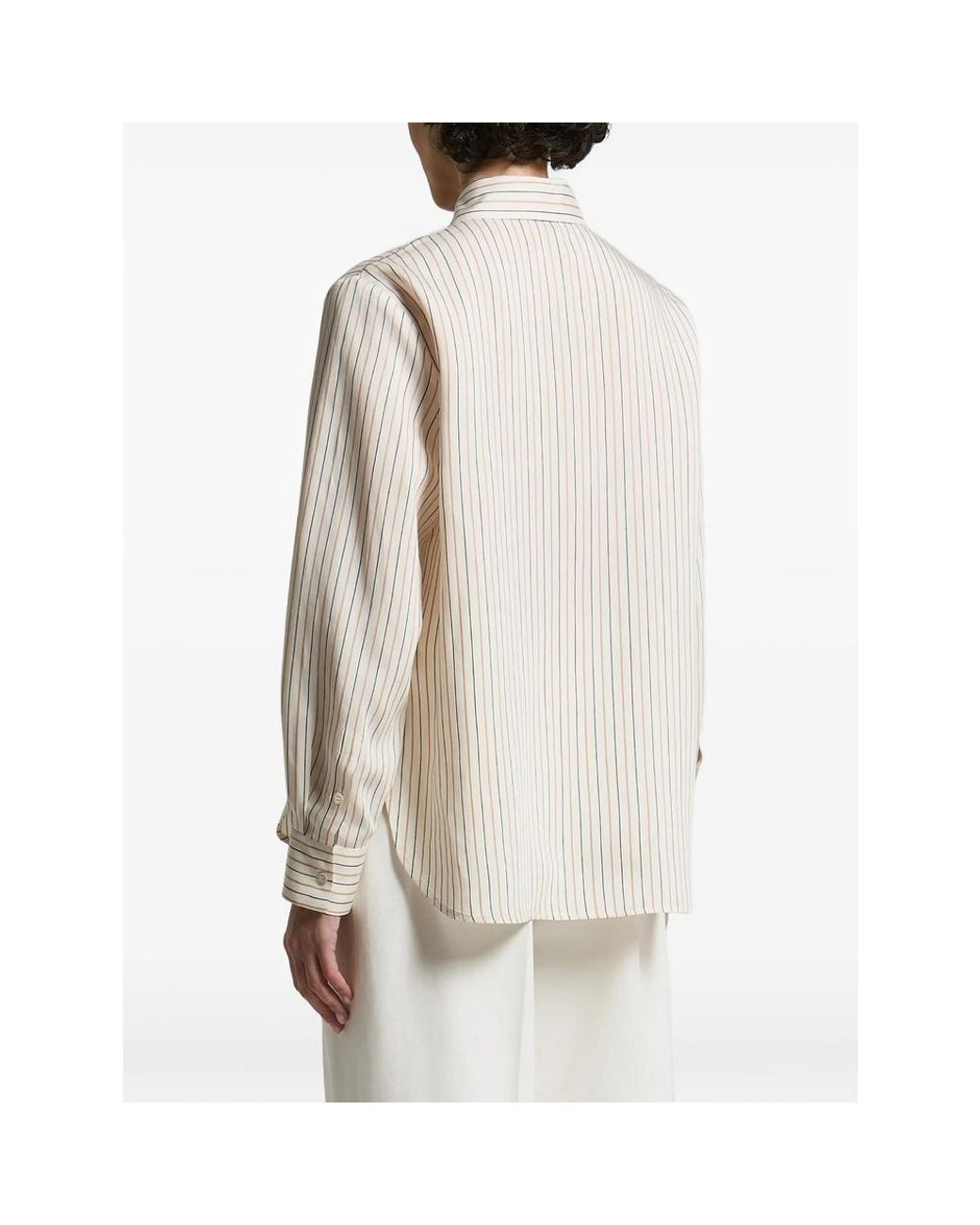 Peserico White Vertical-Stripe Shirt