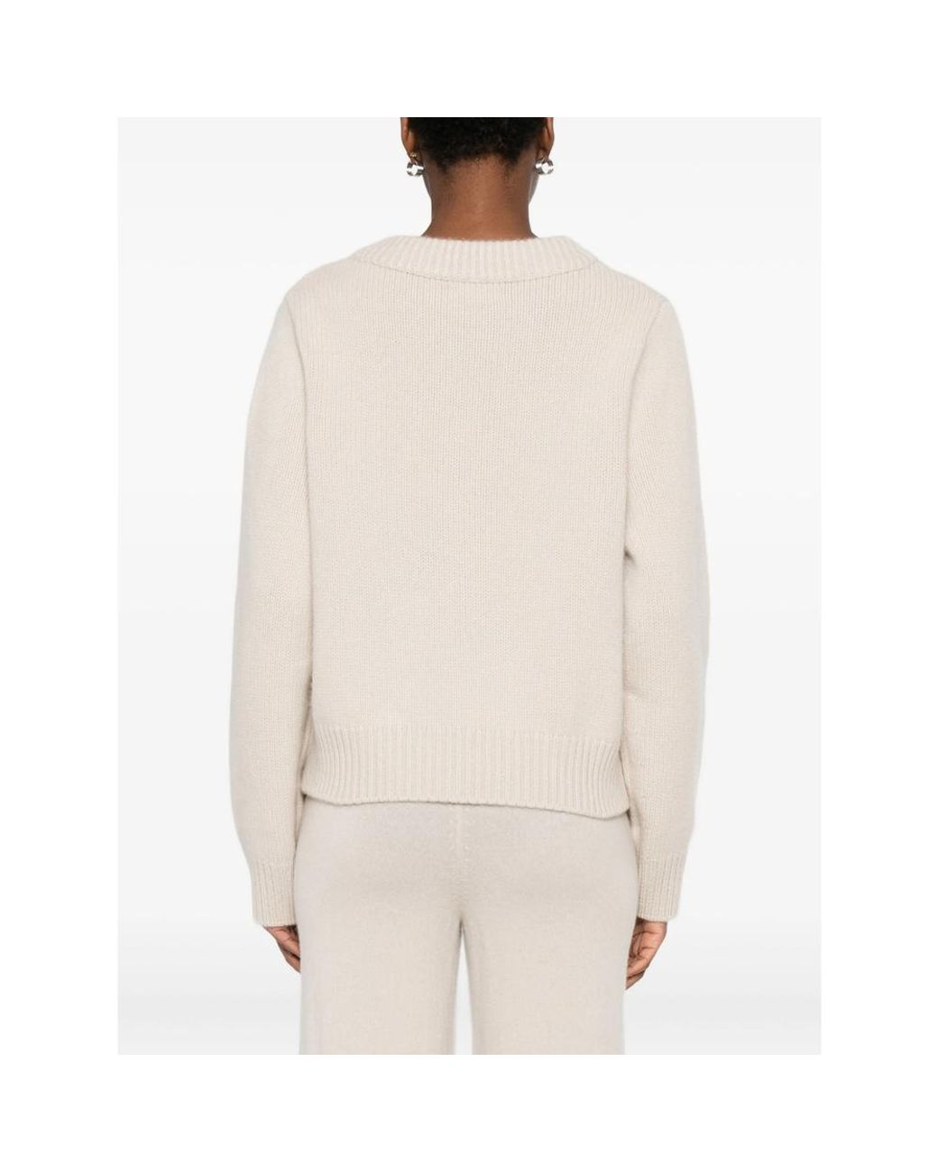 Soft Goat White Knit Chunky V Neck