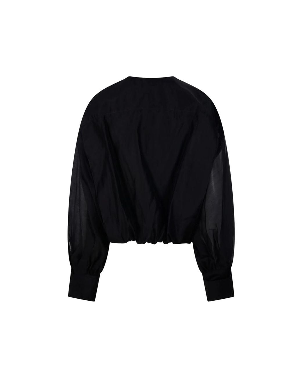 Thelatest Black Blouson-Sleeve Top