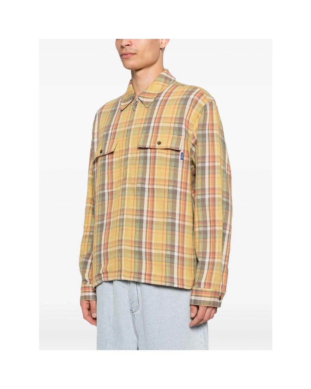 Awake Couture Natural Rivington Buttoned Checked Shirt for men