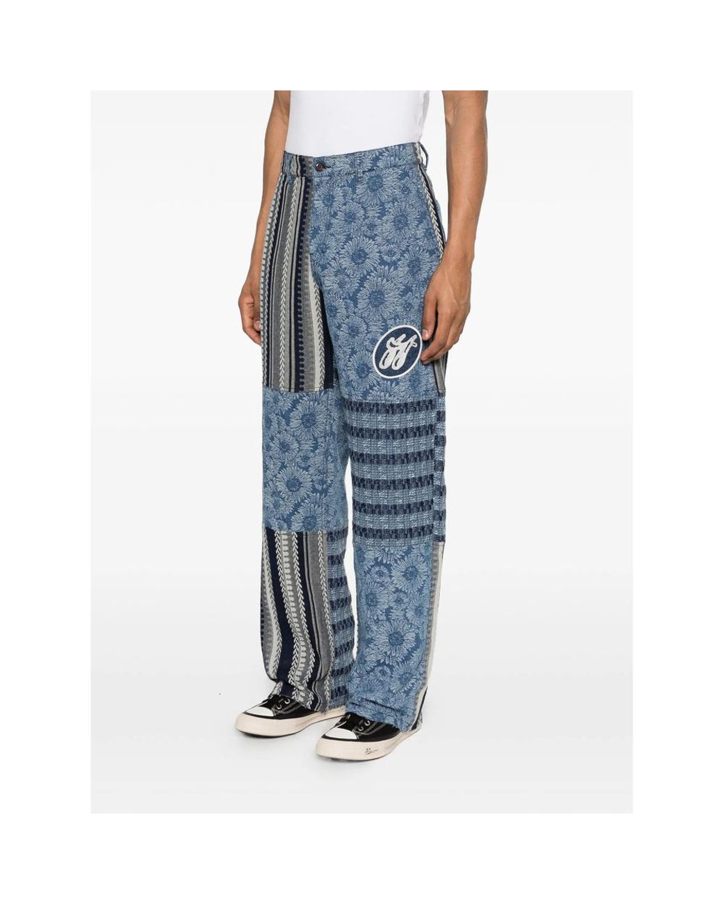 Honor The Gift Blue Tapestry Patchwork Trousers for men