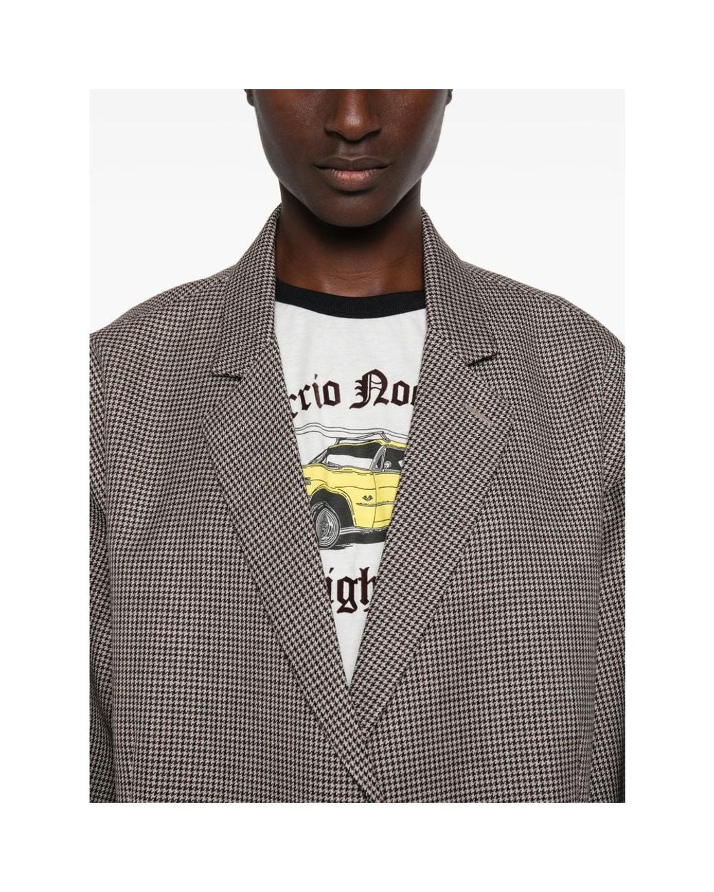 Nine:inthe:morning Gray Houndstooth-Pattern Oversized Jacket
