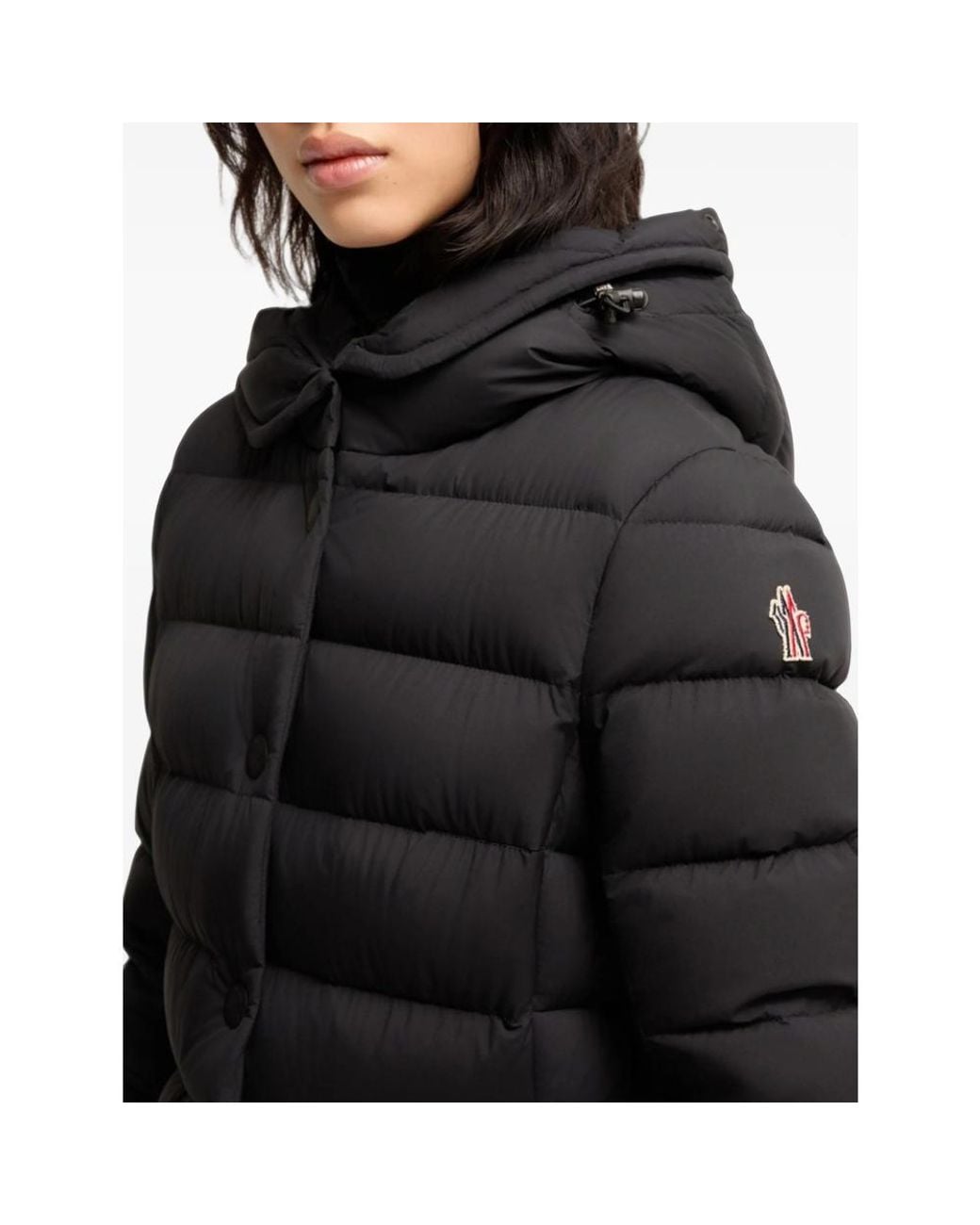 Moncler Black Faux-Fur Trim Quilted Jacket
