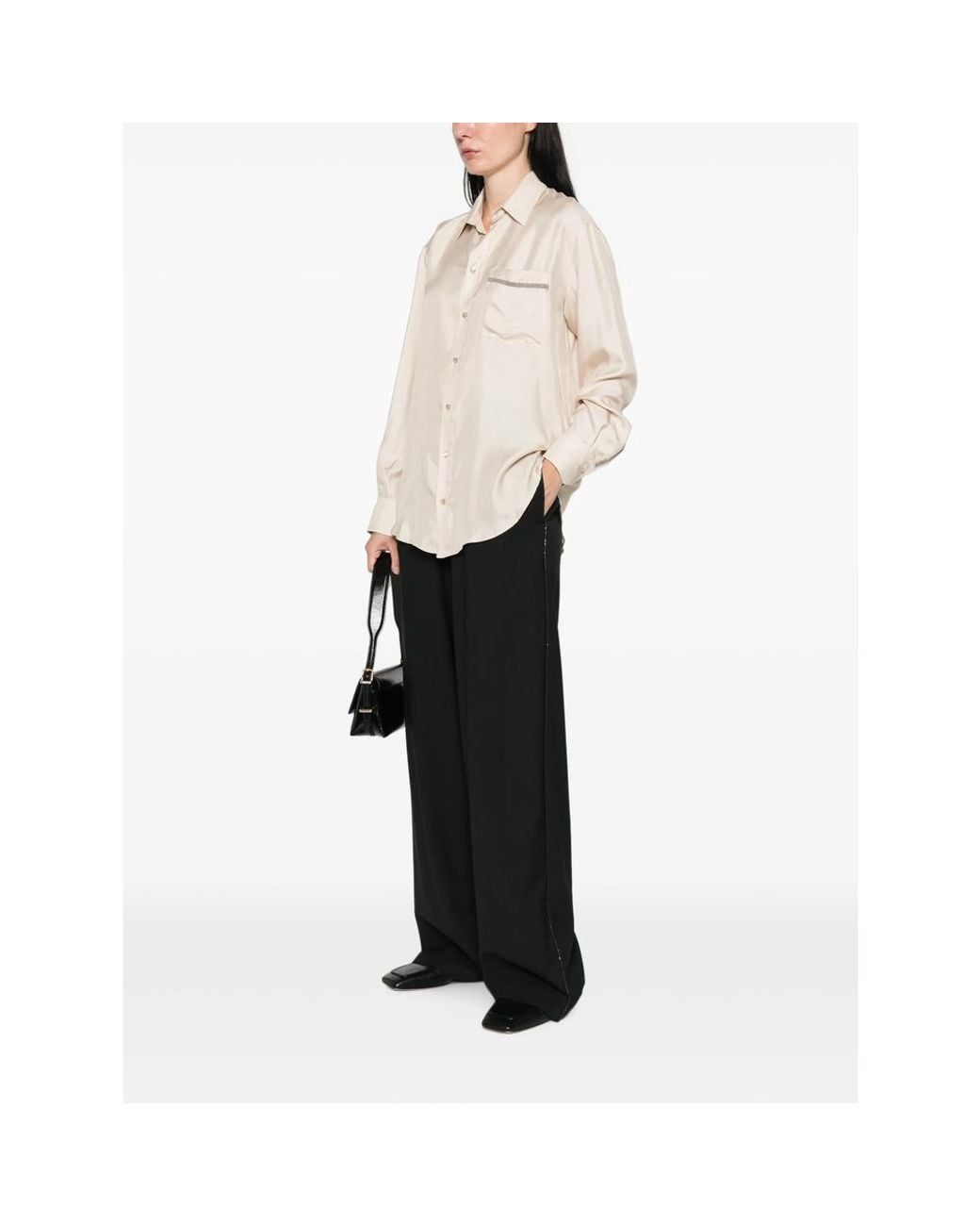 Antonelli Natural Beaded-Trim Pocket Shirt